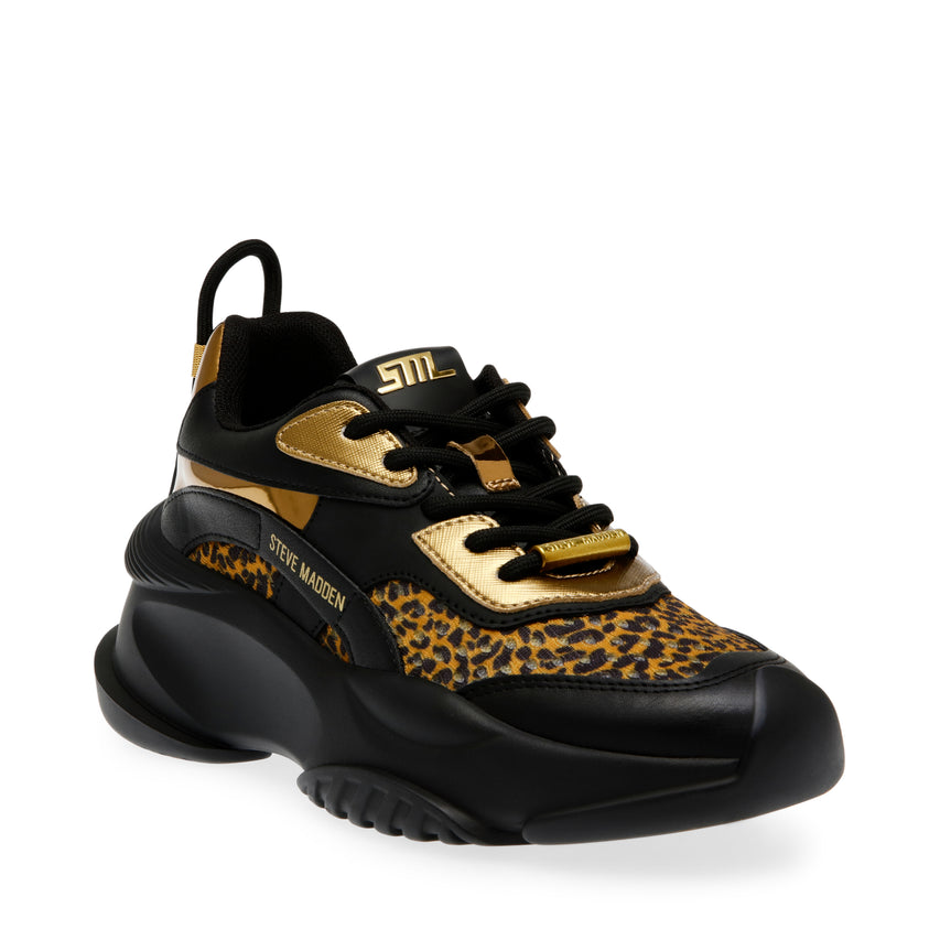 Belissimo Black Leopard Tenis Negros Estampado de Leopardo