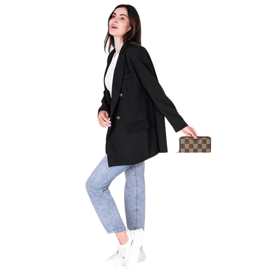 Bemi Brown Gold Cartera Café con Patrón SM para Mujer