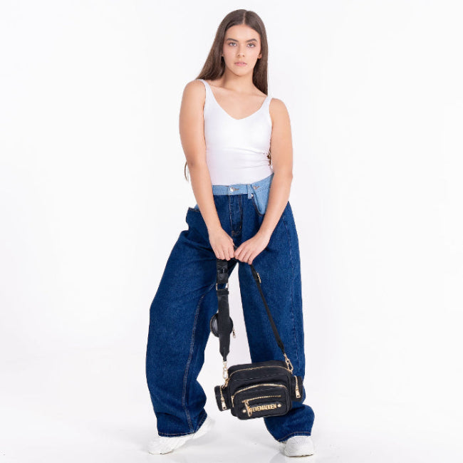 Bgould Black Gold Bolsa Crossbody Negra para Mujer