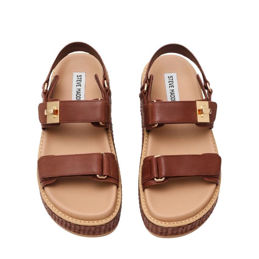 Bigmona Brown Leather Raffia Sandalias Para Mujer
