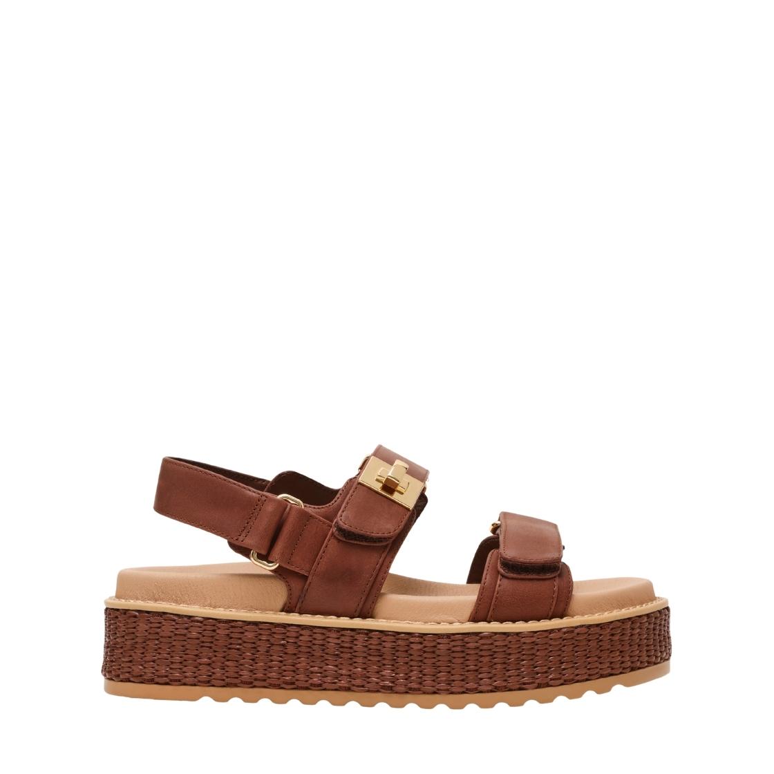 Bigmona Brown Leather Raffia