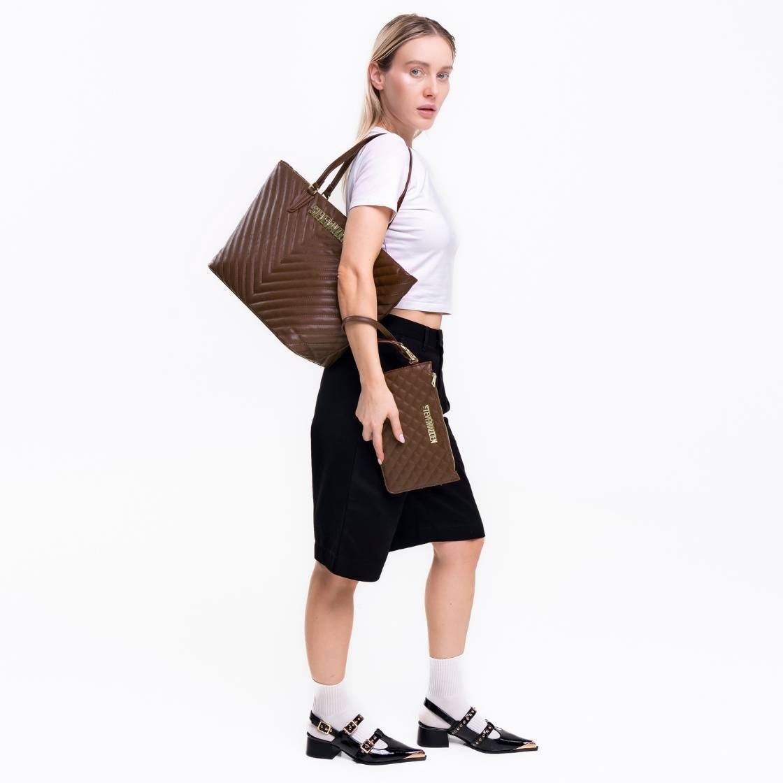 Bjude 2 Brown Gold Bolsa Café con Accesorio