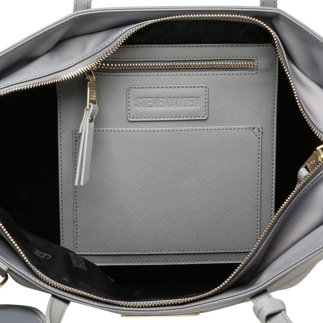 Bjude Grey Bolso Tote Gris Para Mujer con Cierres Grande