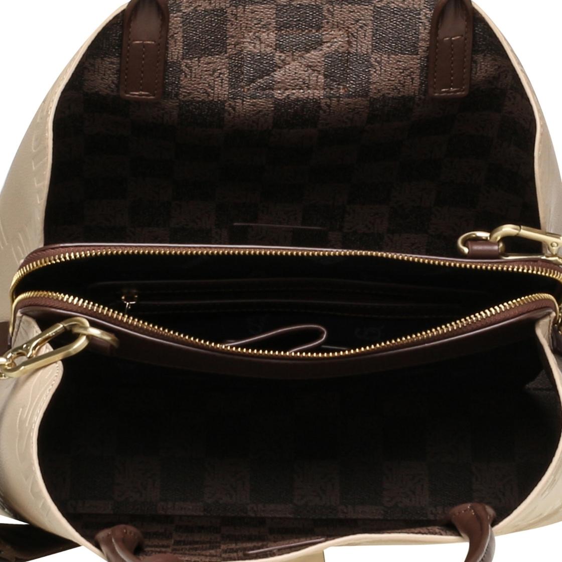 Bkess-s Natural Bolsa Tote Beige Para Mujer con Cierre