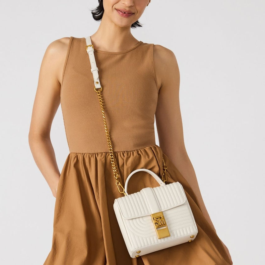 Bkhy Bone Gold Bolsa Top Handle Blanca para Mujer