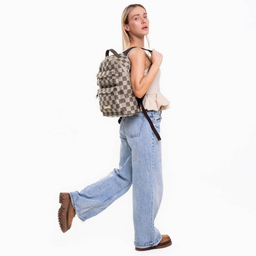 Blab Brown Gold Mochila Cafe con Dorado para Mujer