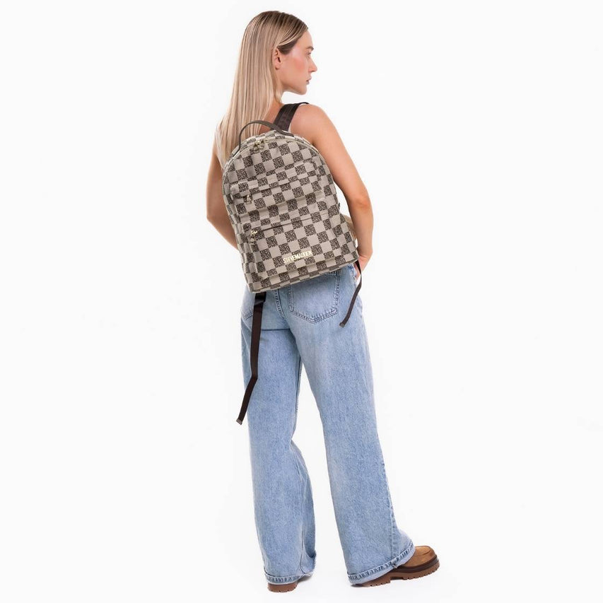 Blab Brown Gold Mochila Cafe con Patron SM para Mujer