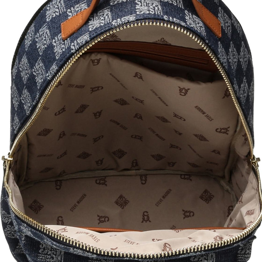 Blab Denim Mochila de Mezclilla Azul con Cafe
