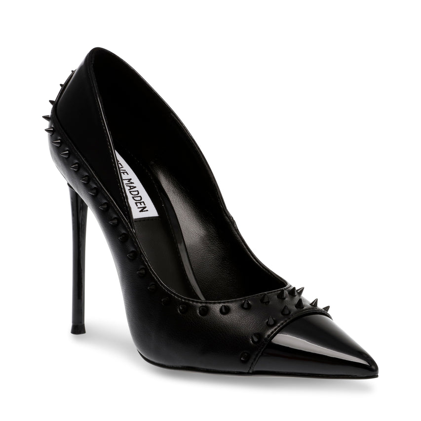 Blaise Black Patent Tacones Punteagudos Negros