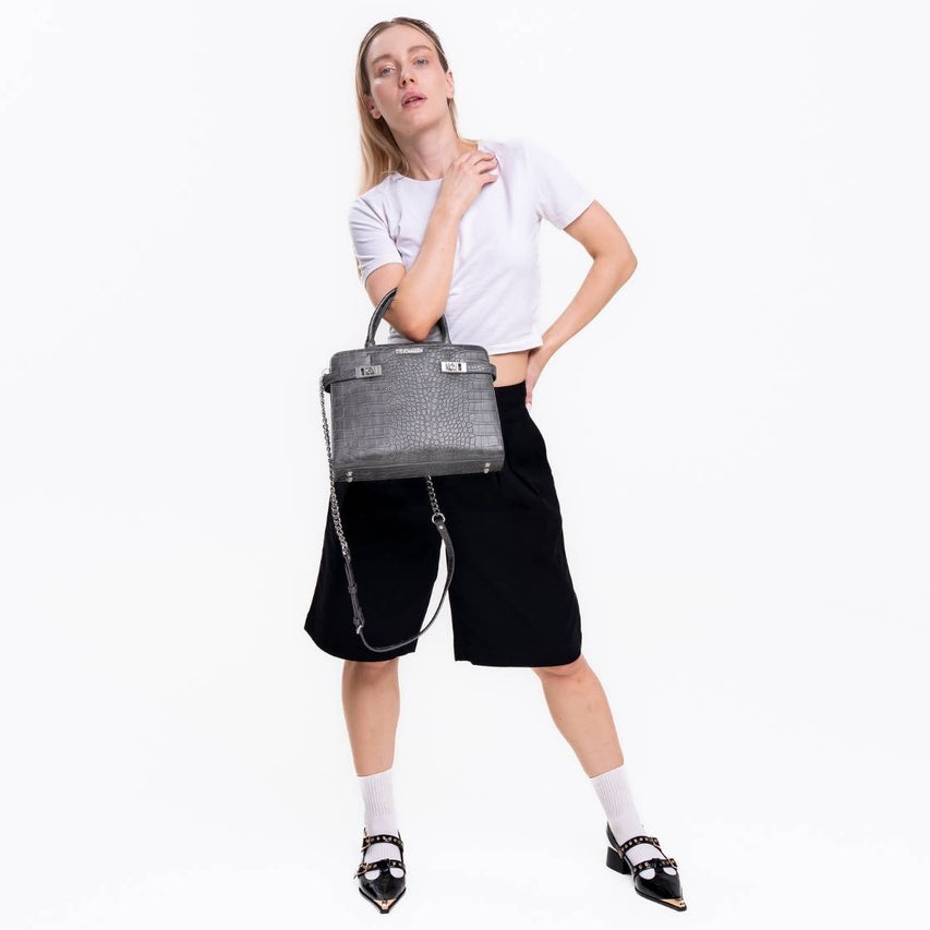 Bindon Black Silver Bolsa Negra con Plata para Mujer