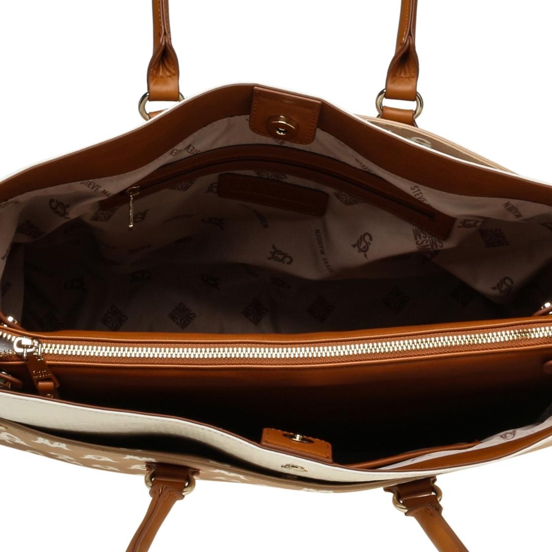 Bmario-A Natural Multi Bolso Tote Beige Para Mujer con Portalaptop