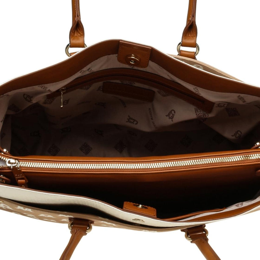 Bmario-A Natural Multi Bolso Tote Beige Para Mujer con Portalaptop