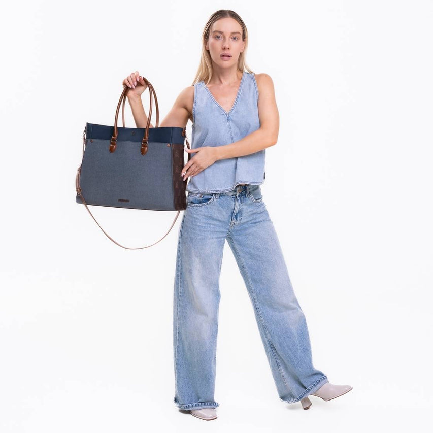 Bmario E Chocolate Multi Bolsa de Mezclilla Azul para Mujer