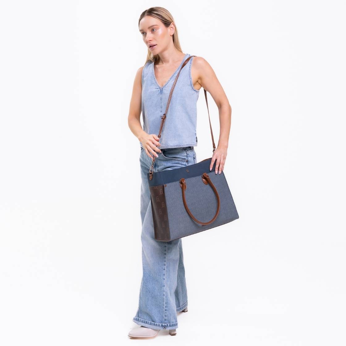 Bmario E Chocolate Multi Bolsa de Mezclilla Azul