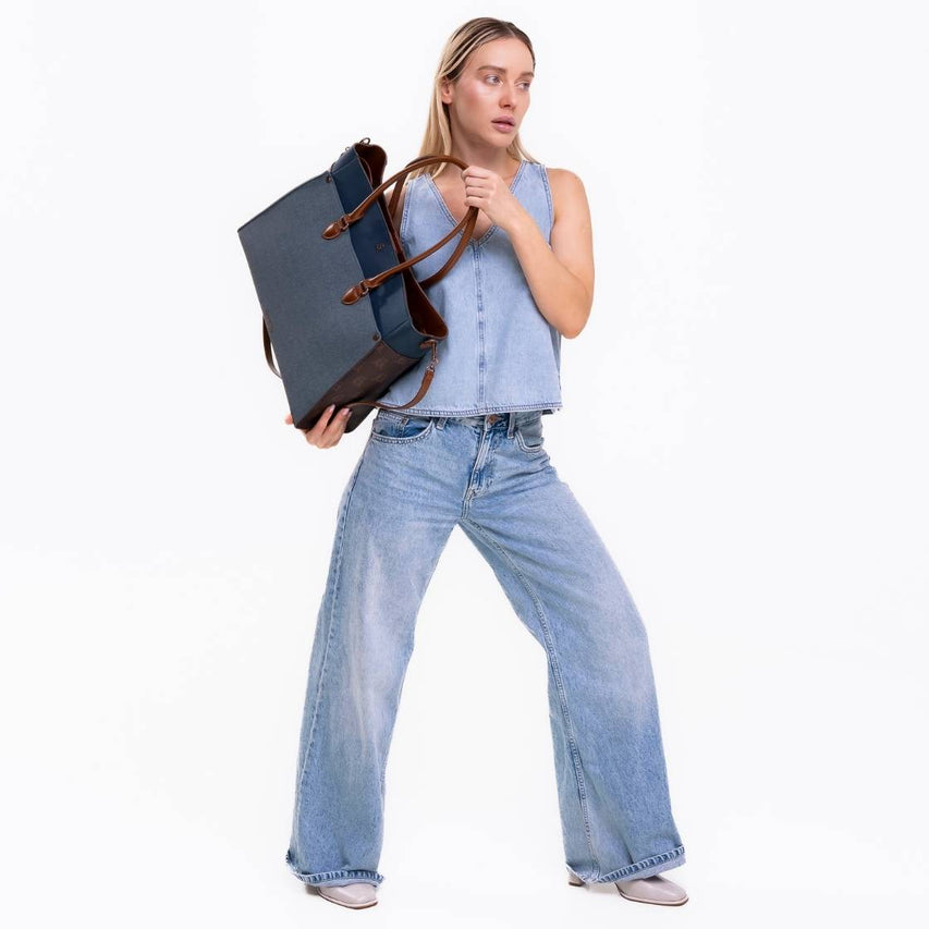 Bmario E Chocolate Multi Bolsa de Mezclilla para Mujer