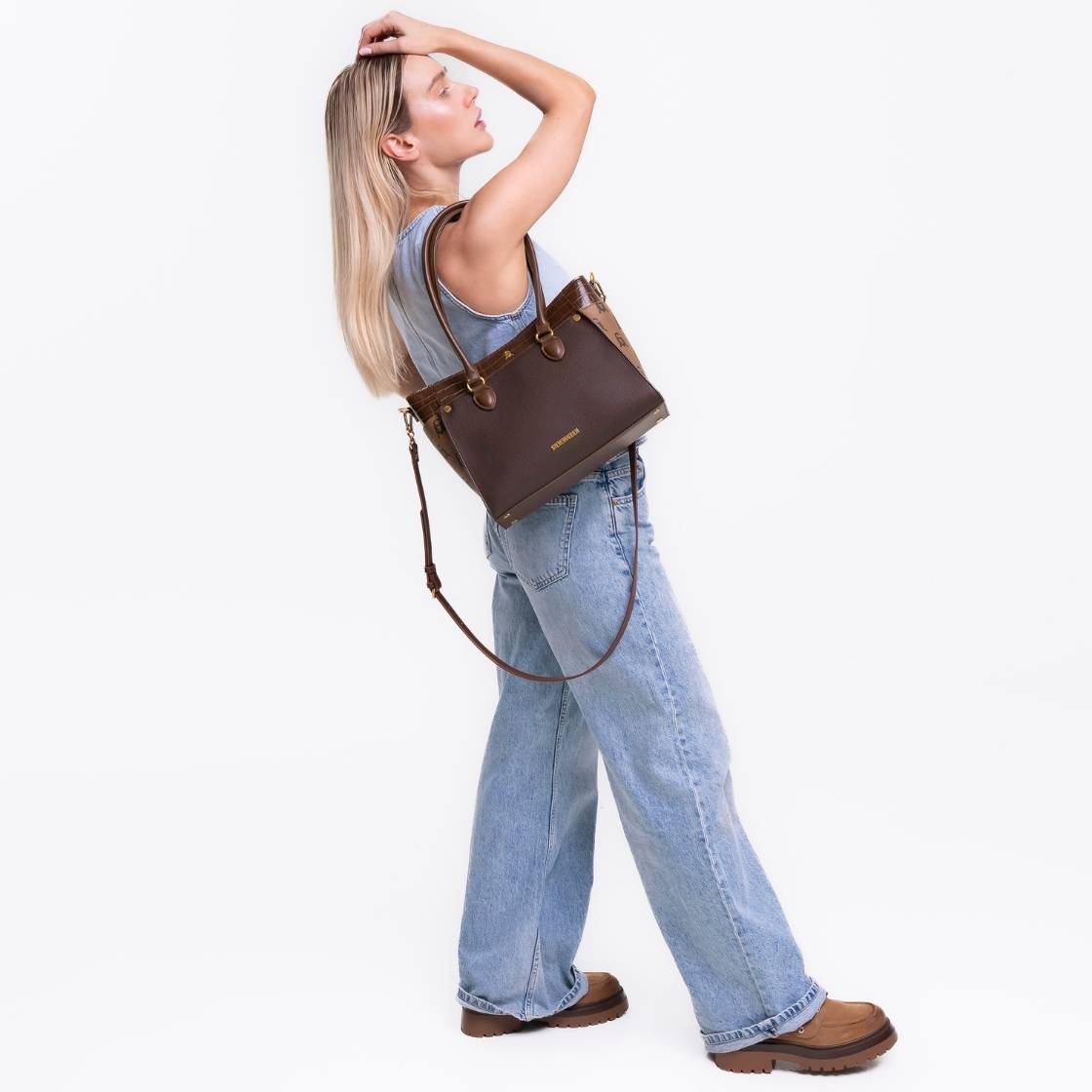 Bmariose Brown Multi Bolsa Cafe Tote para Mujer