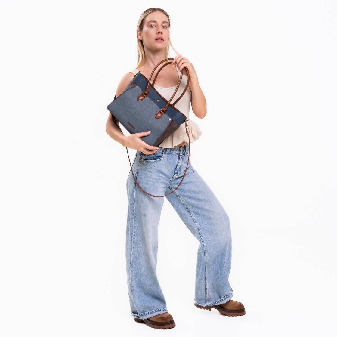 Bmariose Chocolate Multi Bolsa Tote de Mezclilla Azul para Mujer