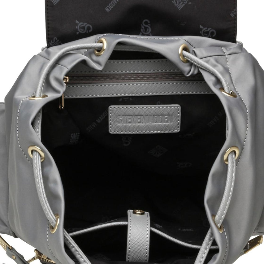 Bpack Grey Mochila Gris Para Mujer con Cierre de Jareta