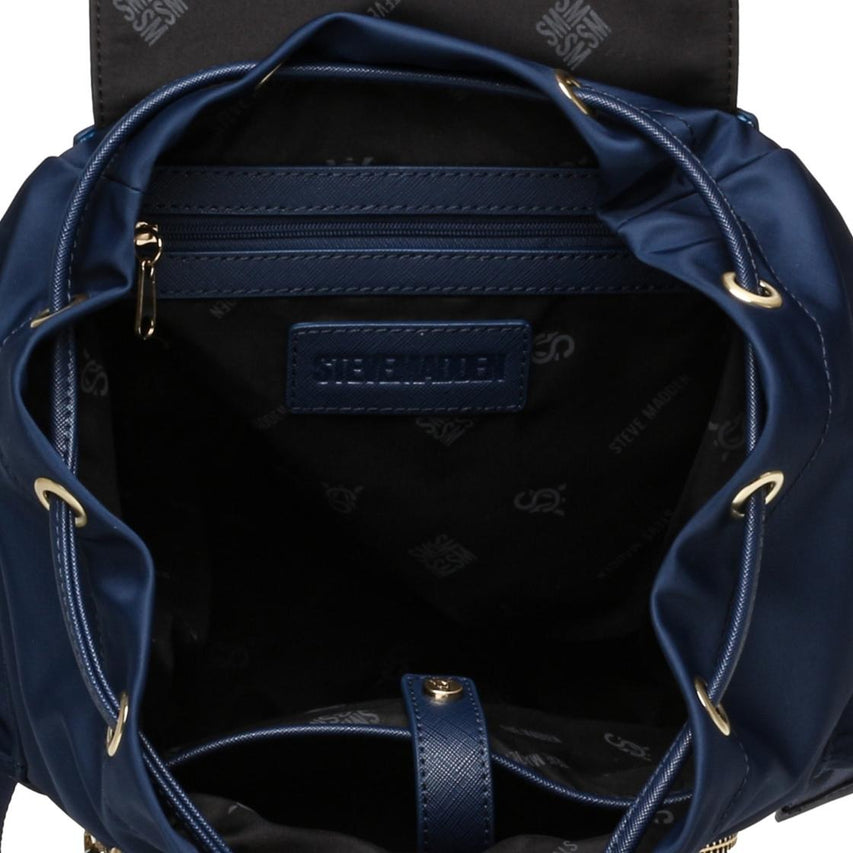 Bpack Navy Mochila Azul Marino Para Mujer con Cierre de Jareta