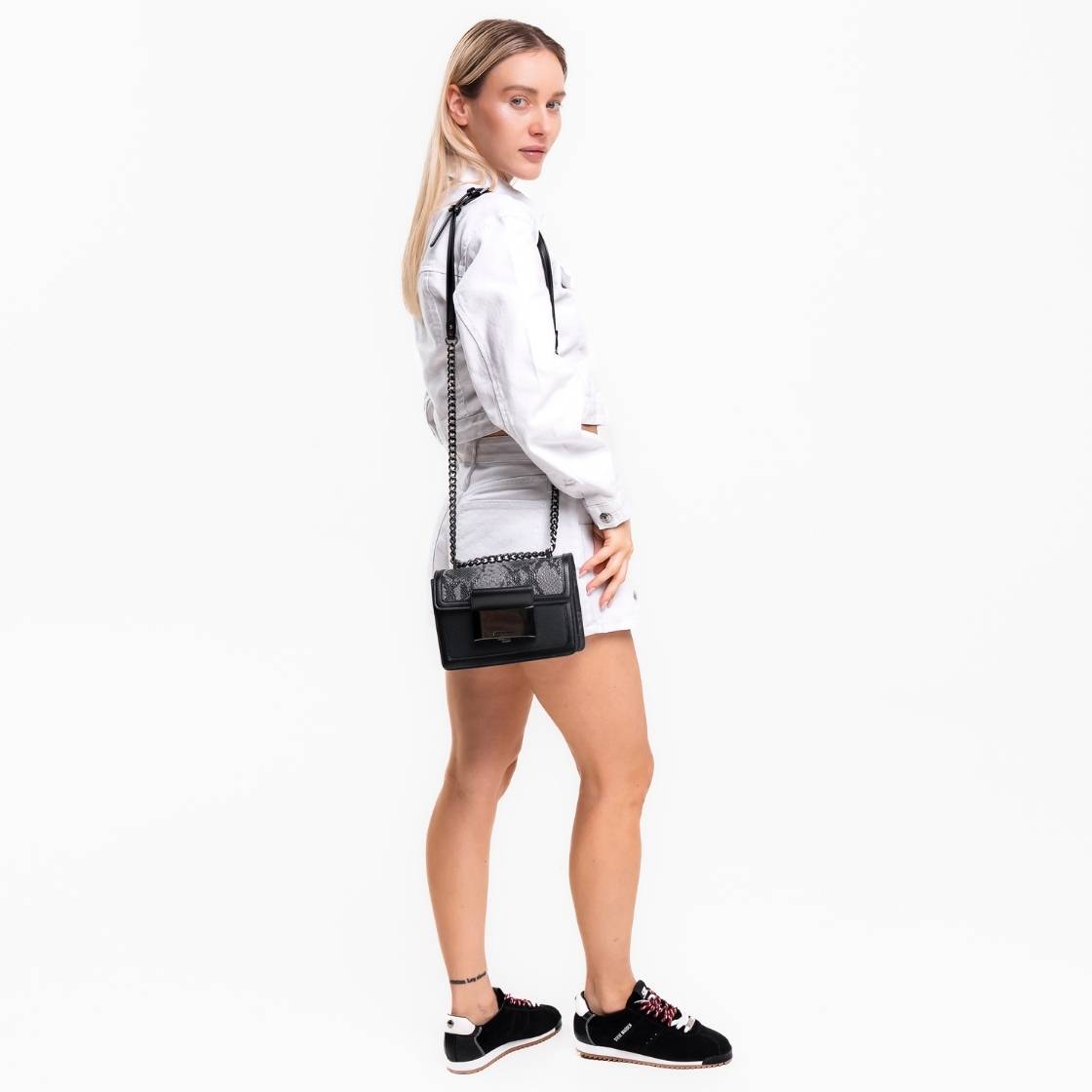Bportiae Black Gunmet Bolsa Crossbody Negra Multi para Mujer