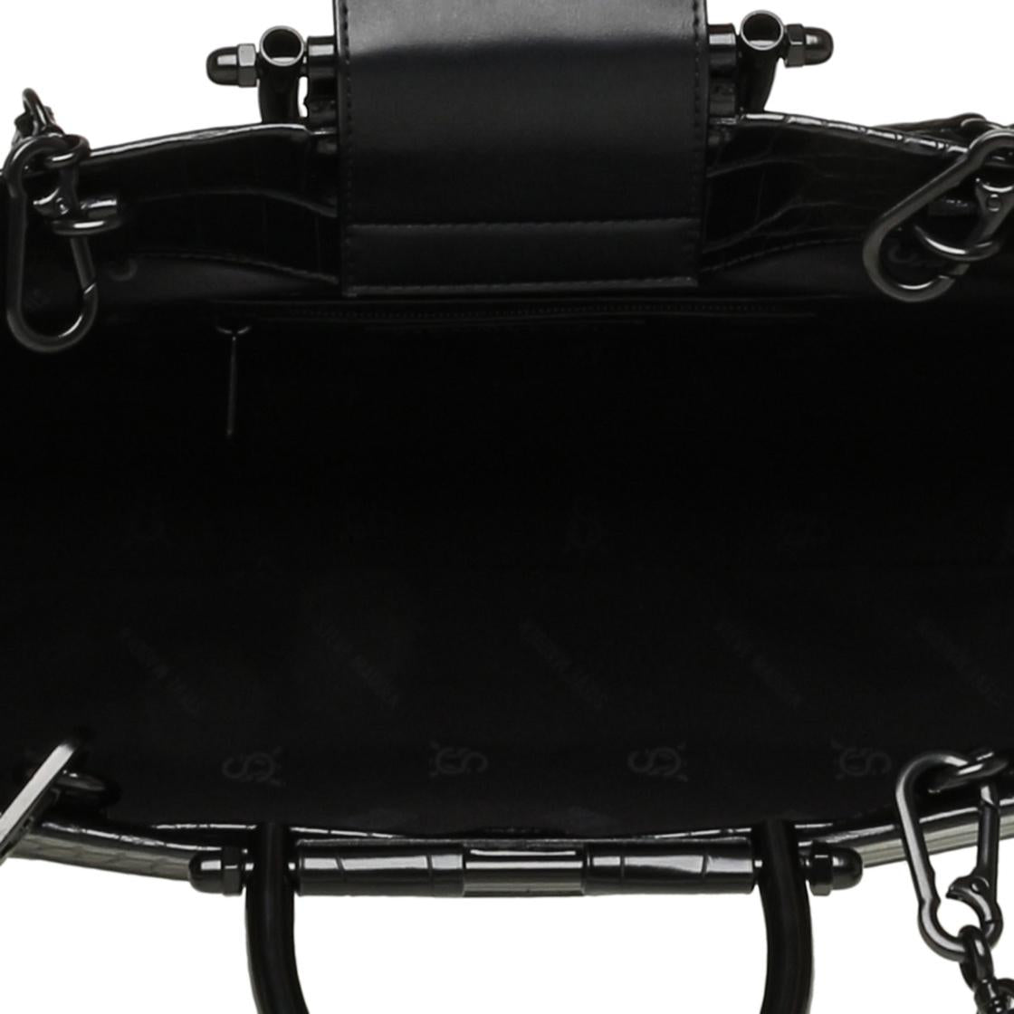 Bpreslee Black Black Bolso Tote Negro Para Mujer con Estampado de Cocodrilo