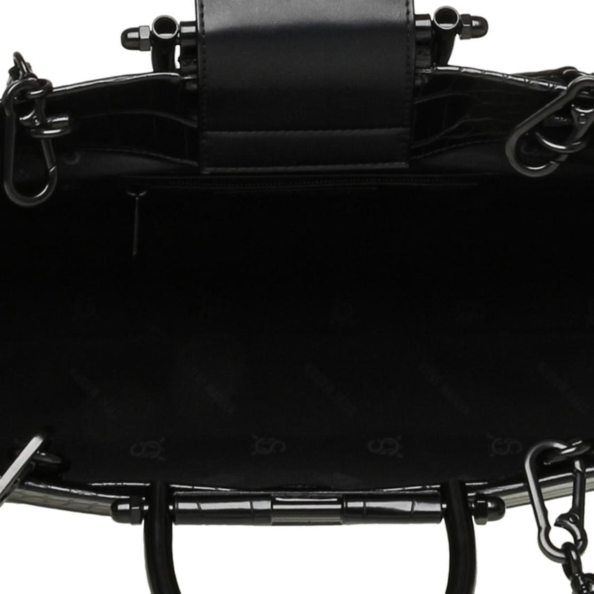 Bpreslee Black Black Bolso Tote Negro Para Mujer con Estampado de Cocodrilo