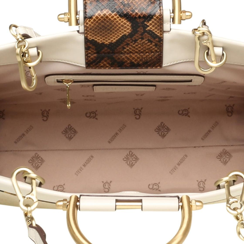 Bpreslee Natural Multi Bolso Tote Blanco Para Mujer con Estampado de Serpiente