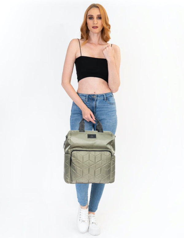 Bqueens Green Mochila Verde Olivo con Negro para Mujer