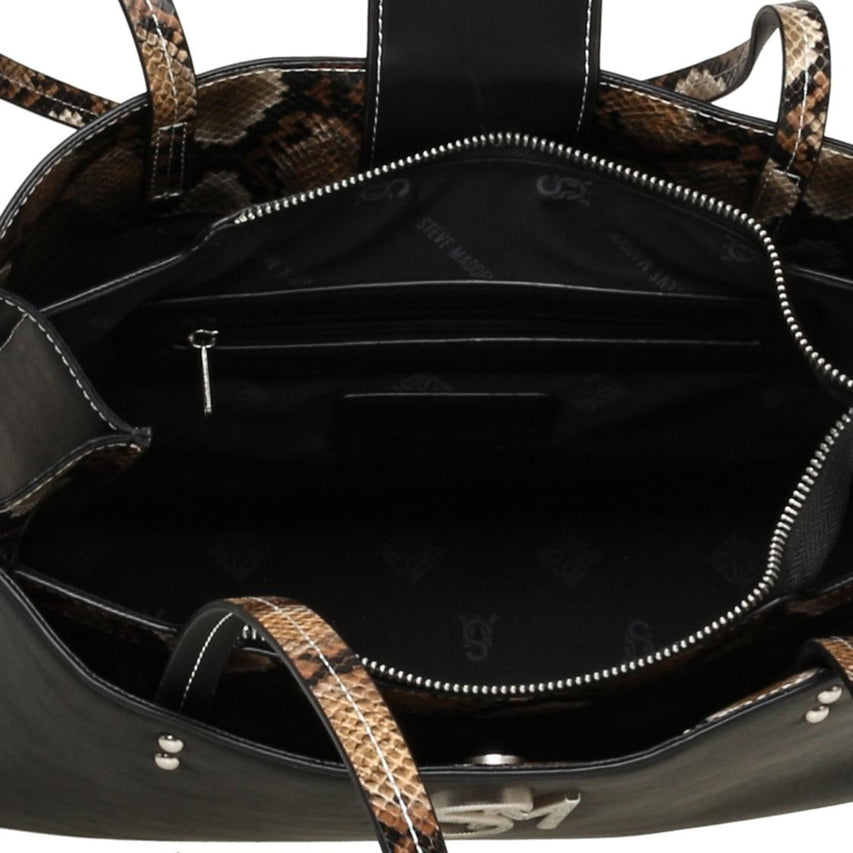 Brangler Black Bolso Tote Negro Para Mujer con Estampado de Serpiente