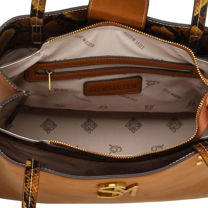 Brangler Brown Bolso Tote Cafe Para Mujer con Estampado de Serpiente