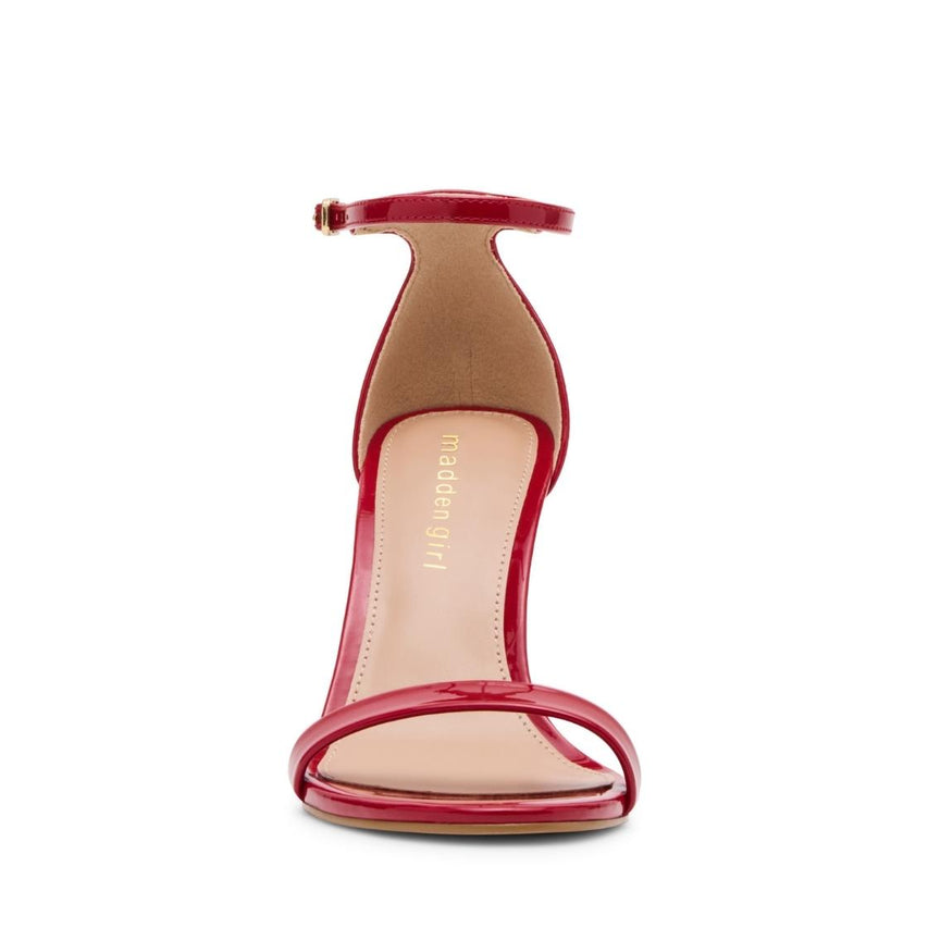Brazen Red Patent Tacones Abiertos Para Mujer