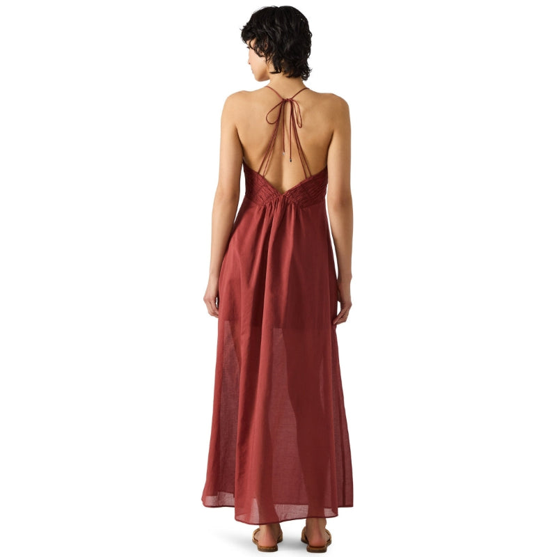 Brianna Dress Dusty Brick Vestido Marron Largo