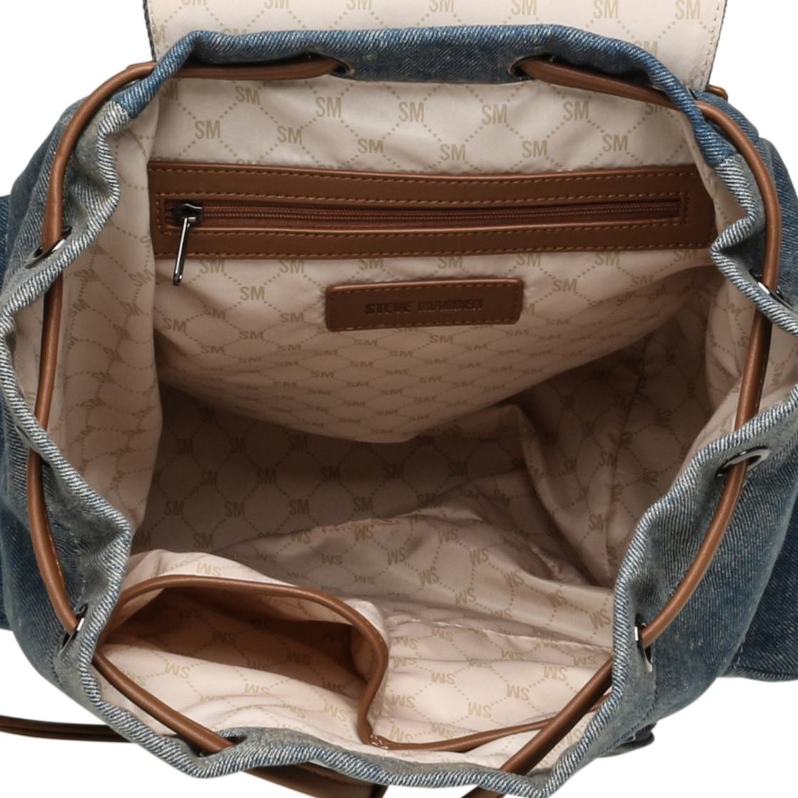 Bsolly Denim Mochila de Mezclilla Azul con Café
