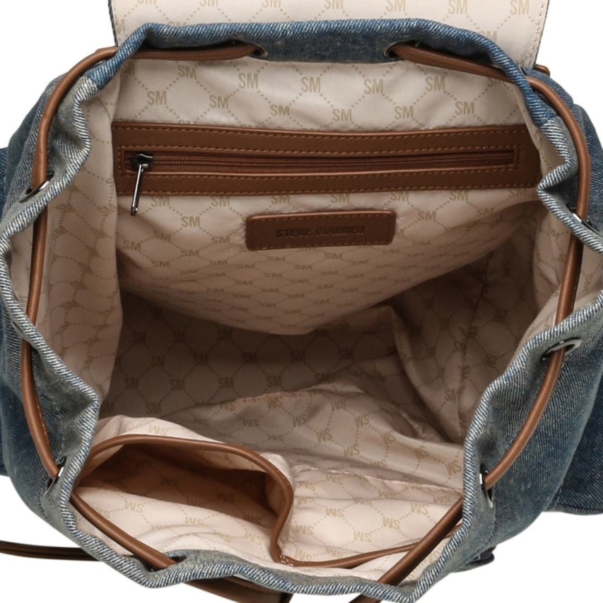 Bsolly Denim Mochila de Mezclilla Azul con Café