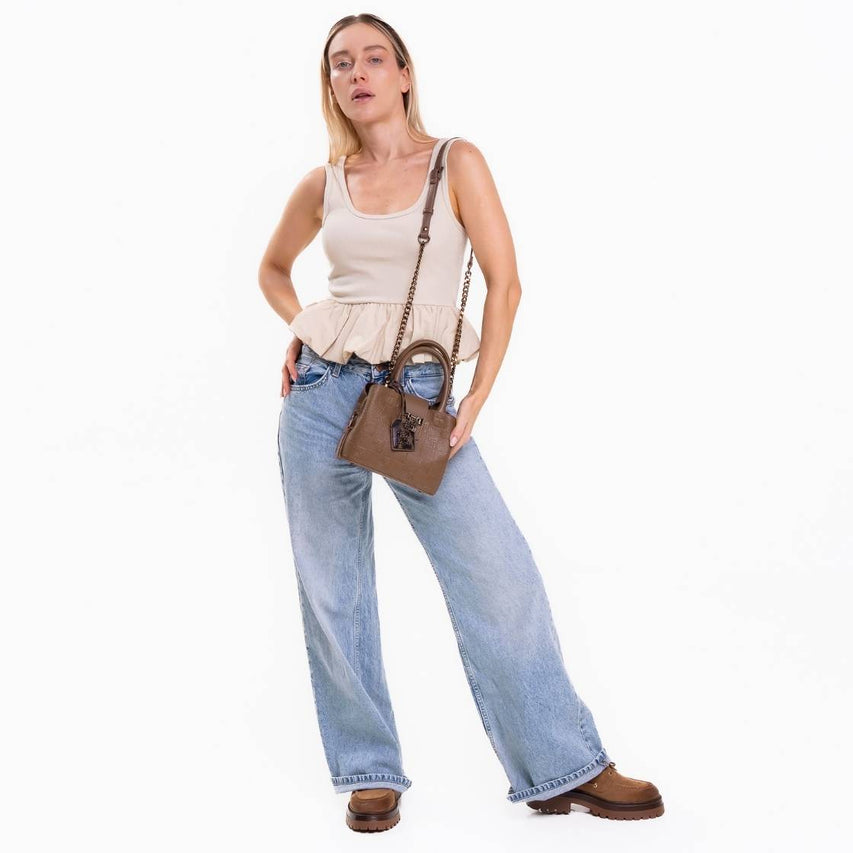 Btenor C Brown Bronze Bolsa Satchel Cafe para Mujer