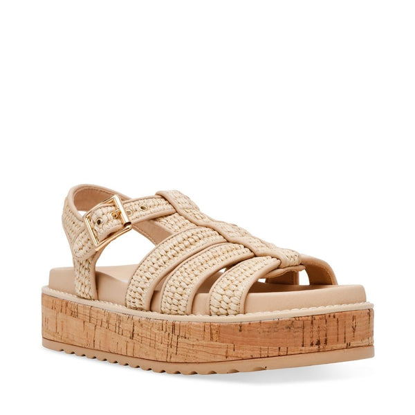 Busy Bee Natural Raffia Sandalias Beige