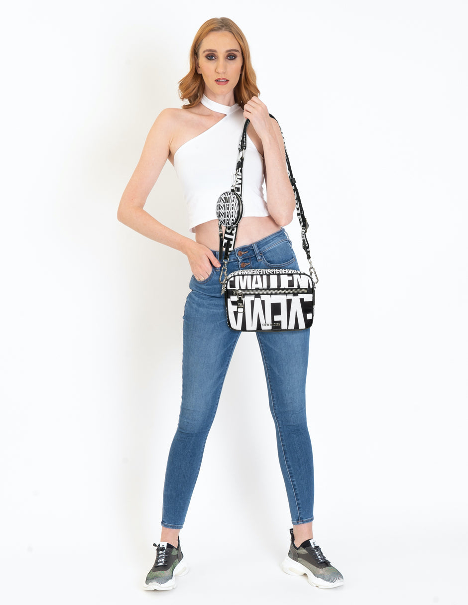 Bvades Black Bolsa Crossbody Negro con Blanco Para Mujer