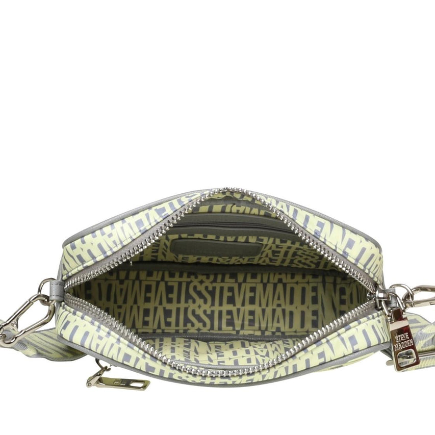 Bvades Yellow Bolsa Crossbody Gris con Letras Amarillas