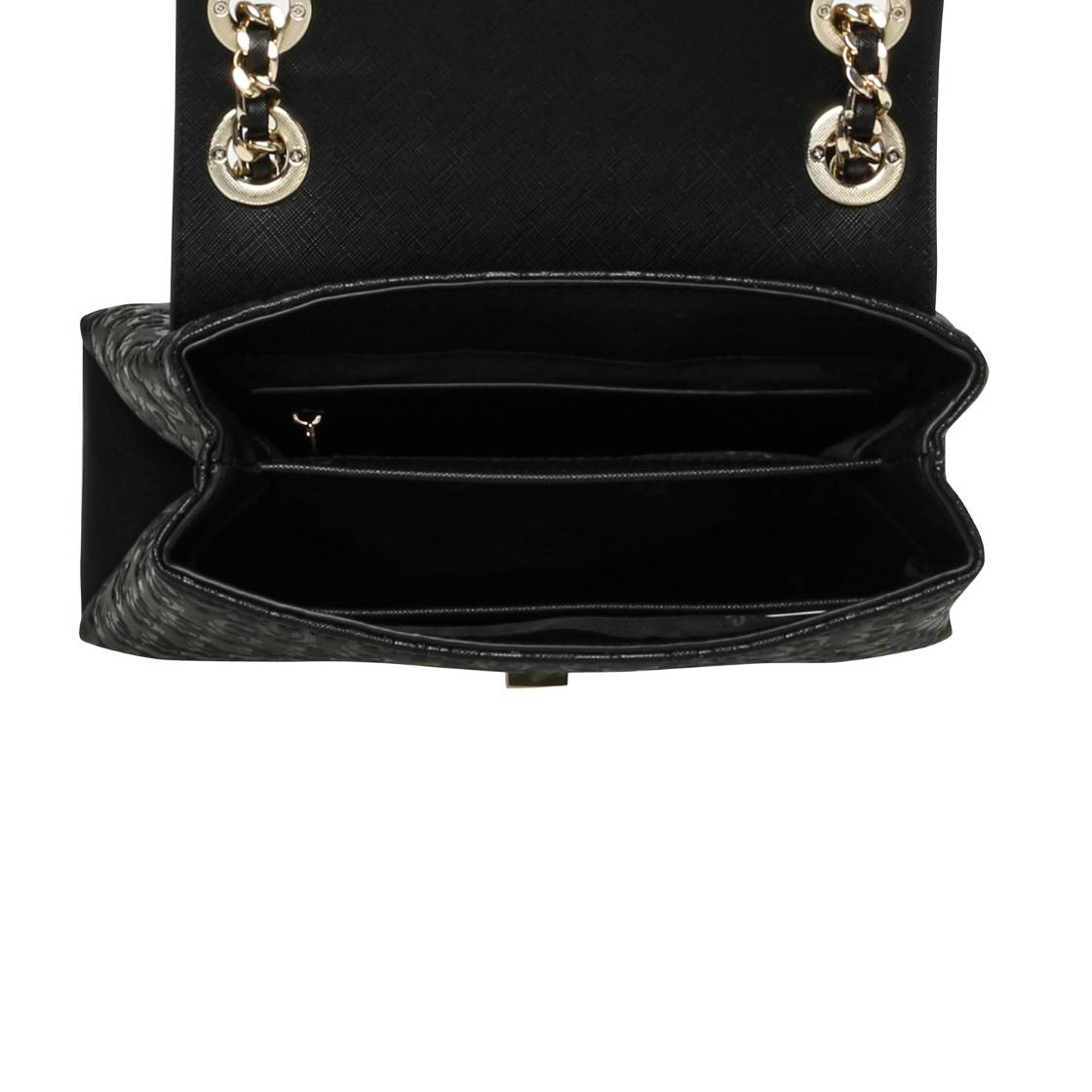 Bvolt-6 Black Gold Bolso de Hombro Negro Para Mujer con Broche