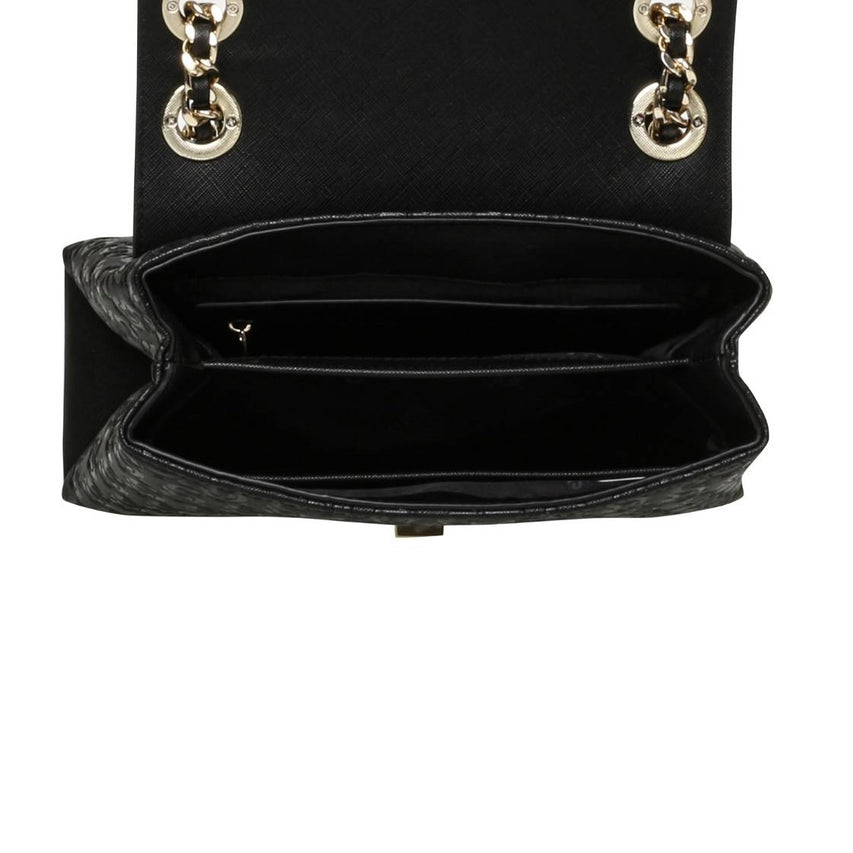 Bvolt-6 Black Gold Bolso de Hombro Negro Para Mujer con Broche