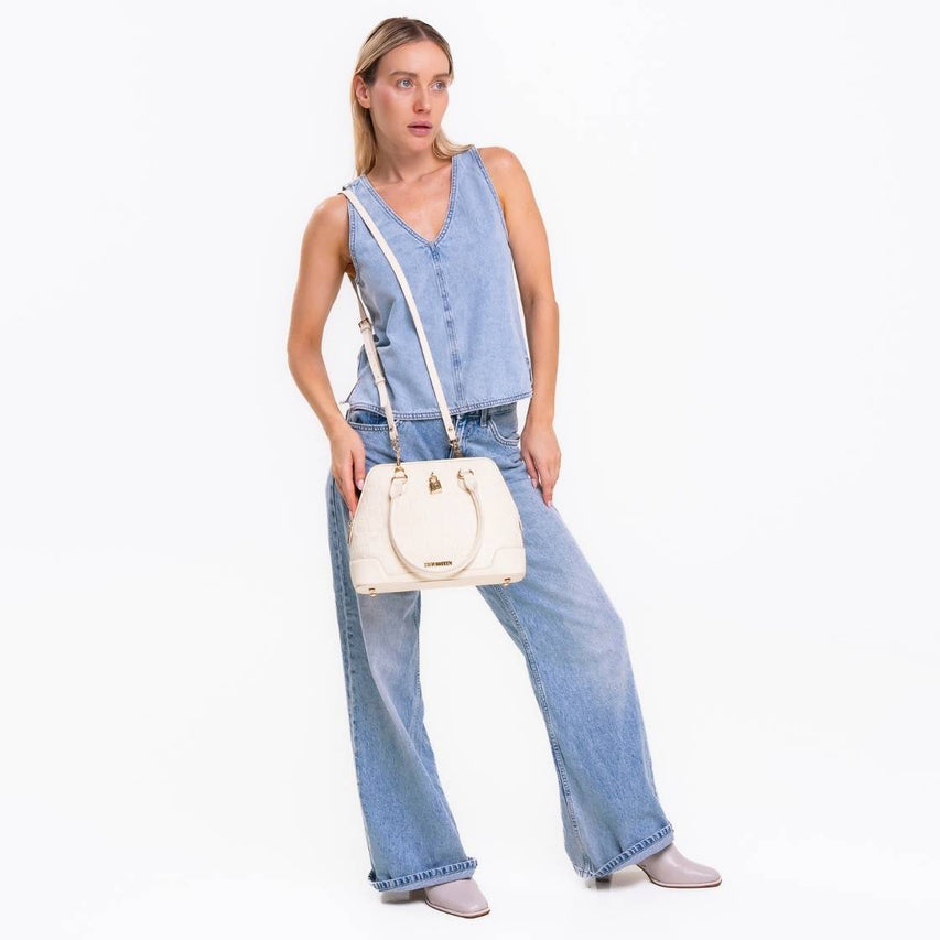 Bwish Cream Bolsa Blanca con Dorado para Mujer