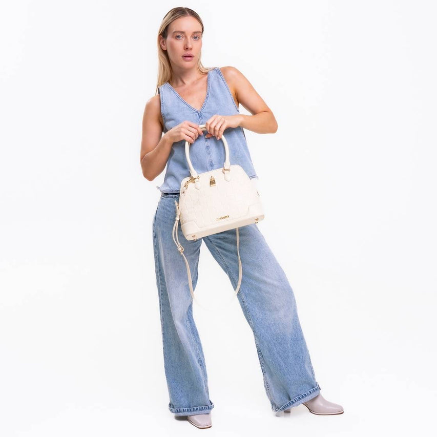 Bwish Cream Bolsa Satchel Blanca