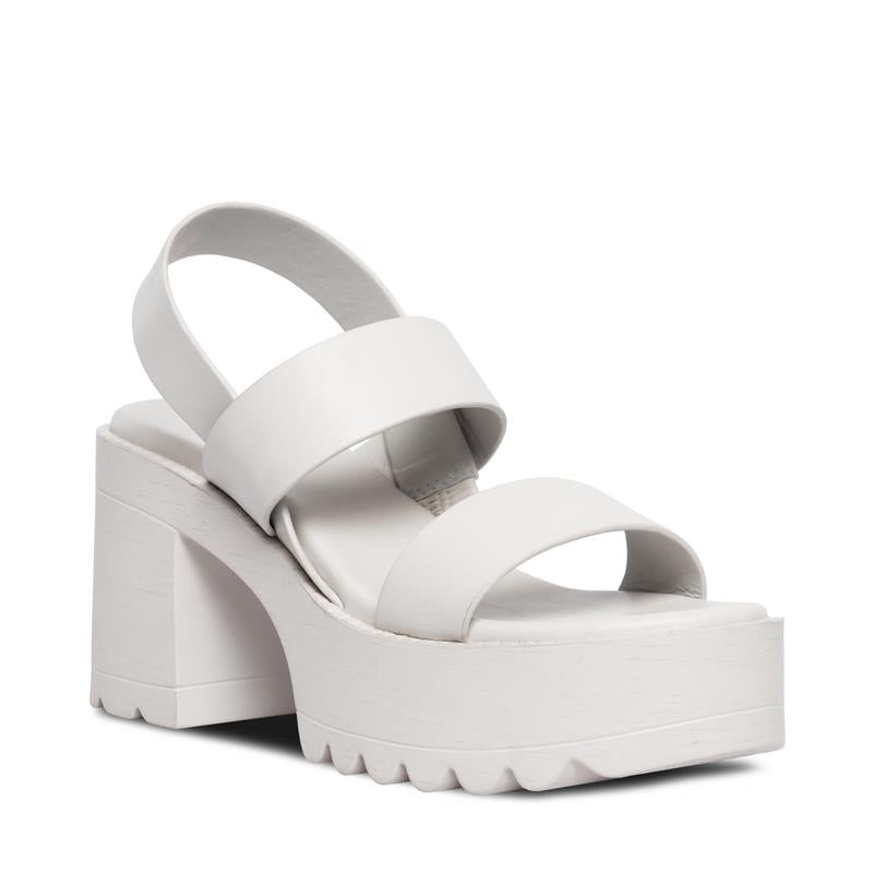 Ruddy Bone Fabric Sandalias de Tacon Hueso