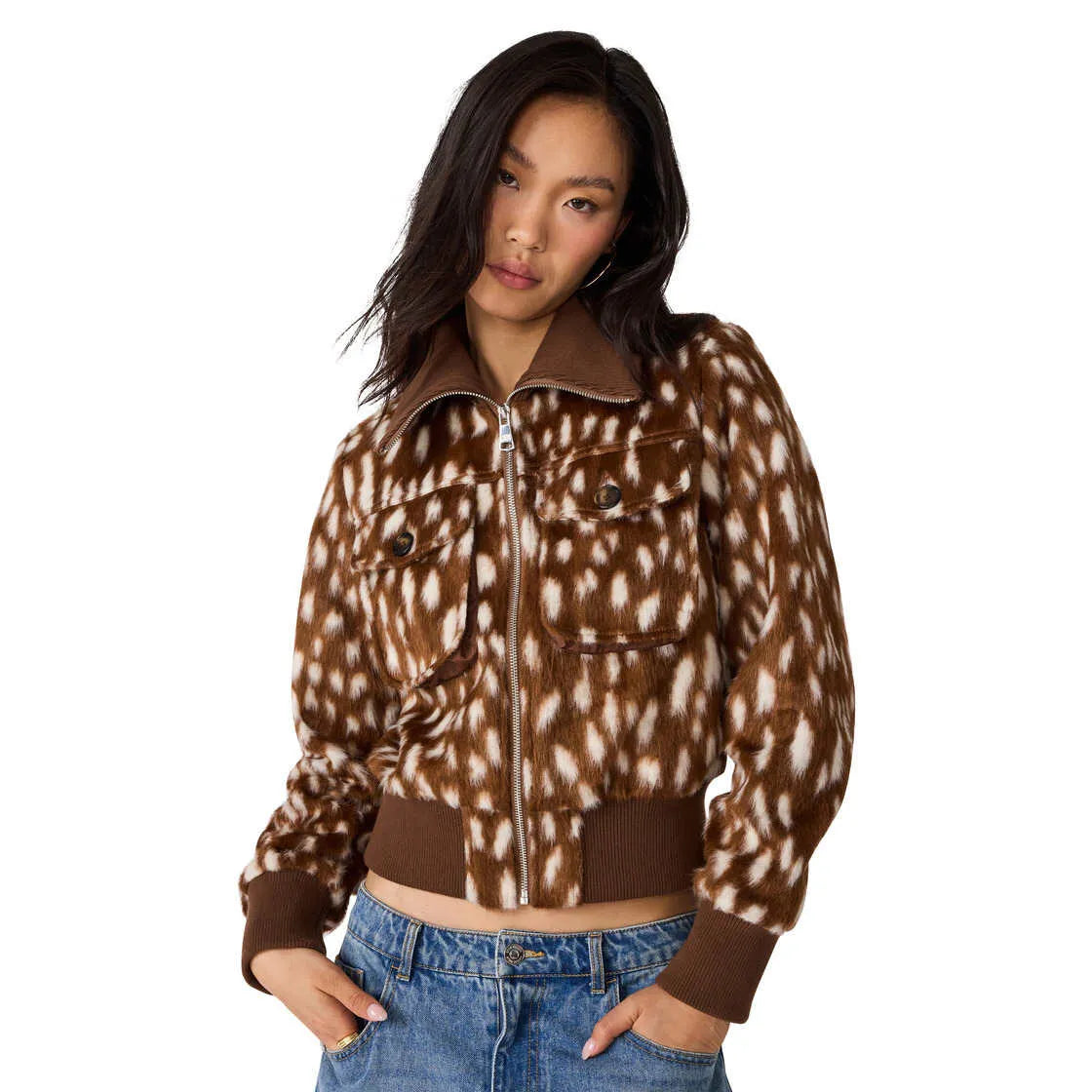 HUNTON JACKET DARK BROWN ABSTRACT DOT