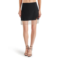 CAM SKIRT WITH FRINGE BLACK