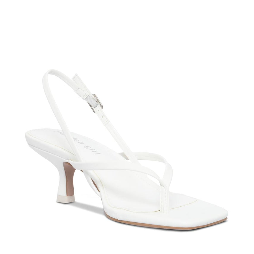 Carley White Sandalias de Tacón Blancas
