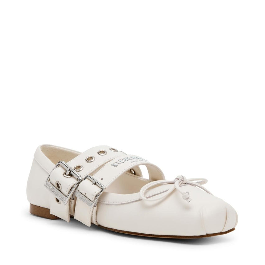Ceara Ivory Pearl Leather Flats Blancos
