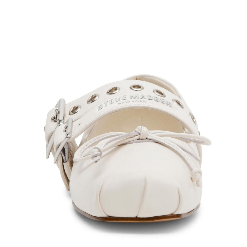 Ceara Ivory Pearl Leather Flats Para Mujer