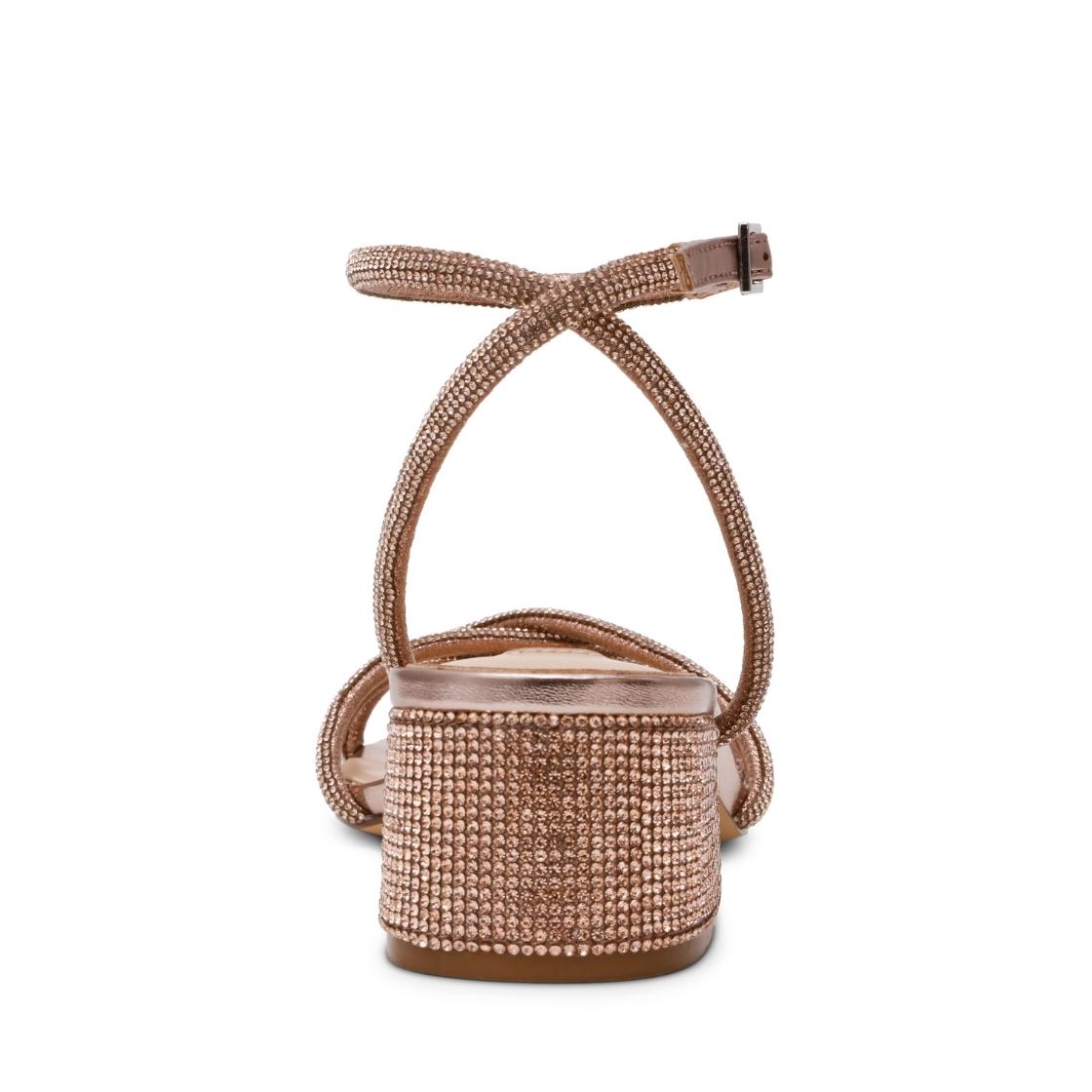 Cerena Rose Gold Sandalias de Tacón con Brillo Doradas Para Mujer