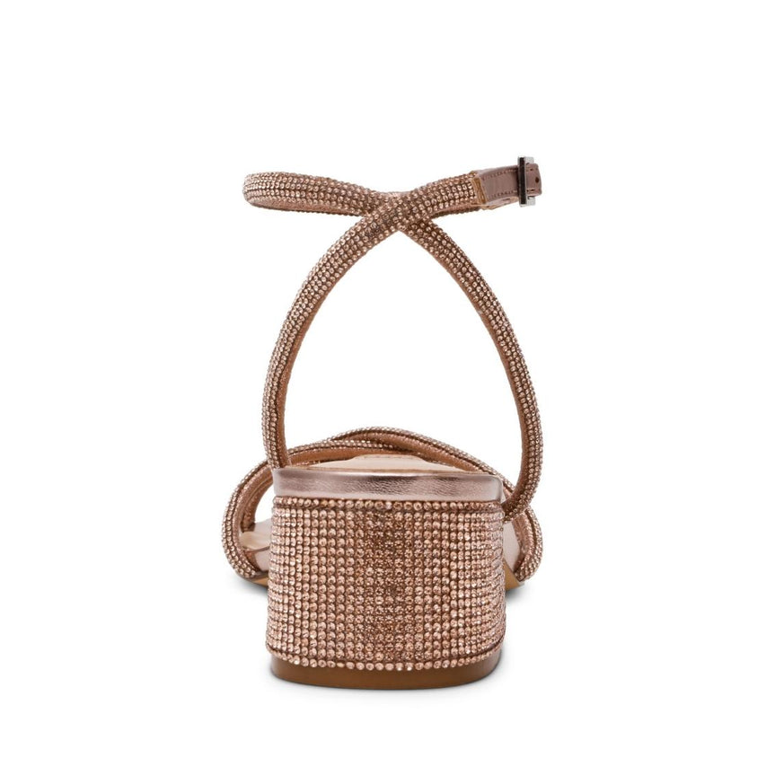 Cerena Rose Gold Sandalias de Tacón con Brillo Doradas Para Mujer